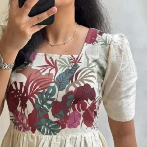 Sandeep Enterprises Khadi Cotton Stitched Anarkali Gown
