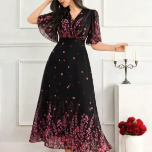 Nautiful Floral Print Georgette Stitched Flared/A-line Gown